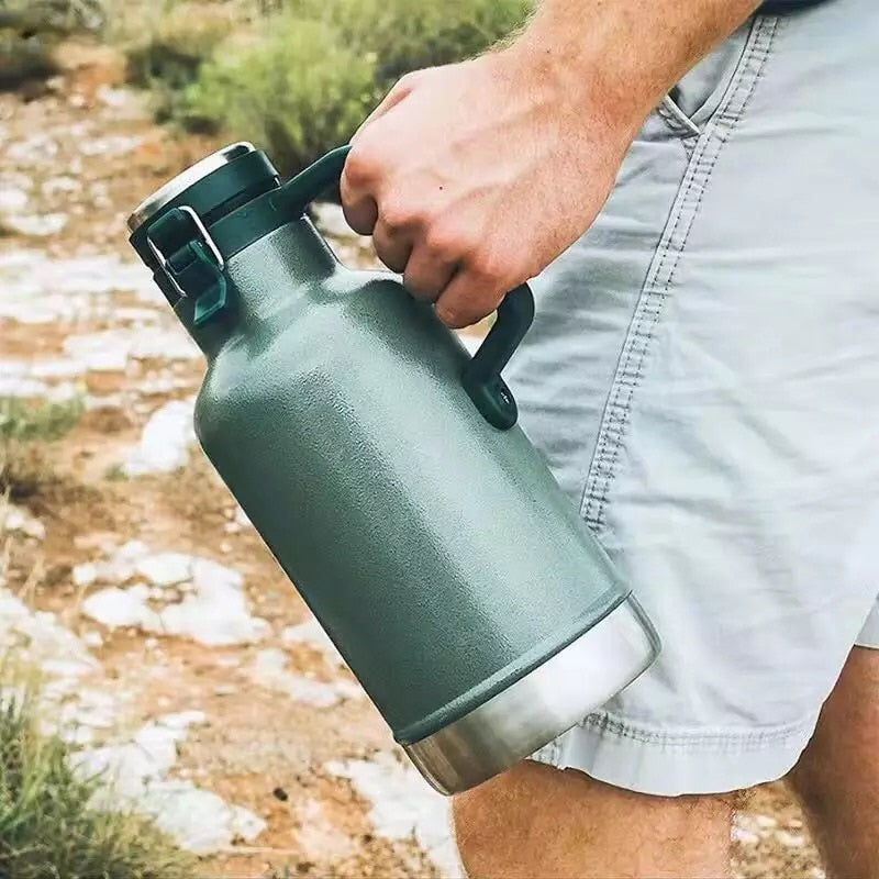 GOALONE 946ML/32OZ Stainless Steel Beer Barrel Portable Double Wall Insulated Beer Growler with Handle Travel Bottle for Camping