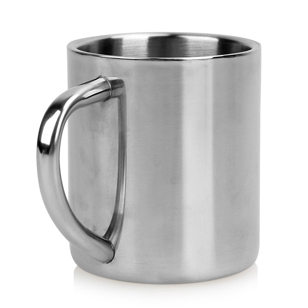 220ML Double Wall Anti Scalding Coffee Mug Insulated Portable Stainless Steel Polishing Beer Tea Juice Drinking Cup Drink Cup