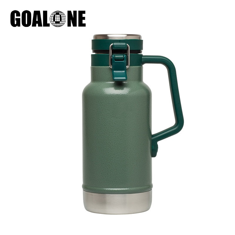 GOALONE 946ML/32OZ Stainless Steel Beer Barrel Portable Double Wall Insulated Beer Growler with Handle Travel Bottle for Camping