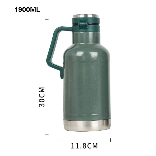 GOALONE 946ML/32OZ Stainless Steel Beer Barrel Portable Double Wall Insulated Beer Growler with Handle Travel Bottle for Camping