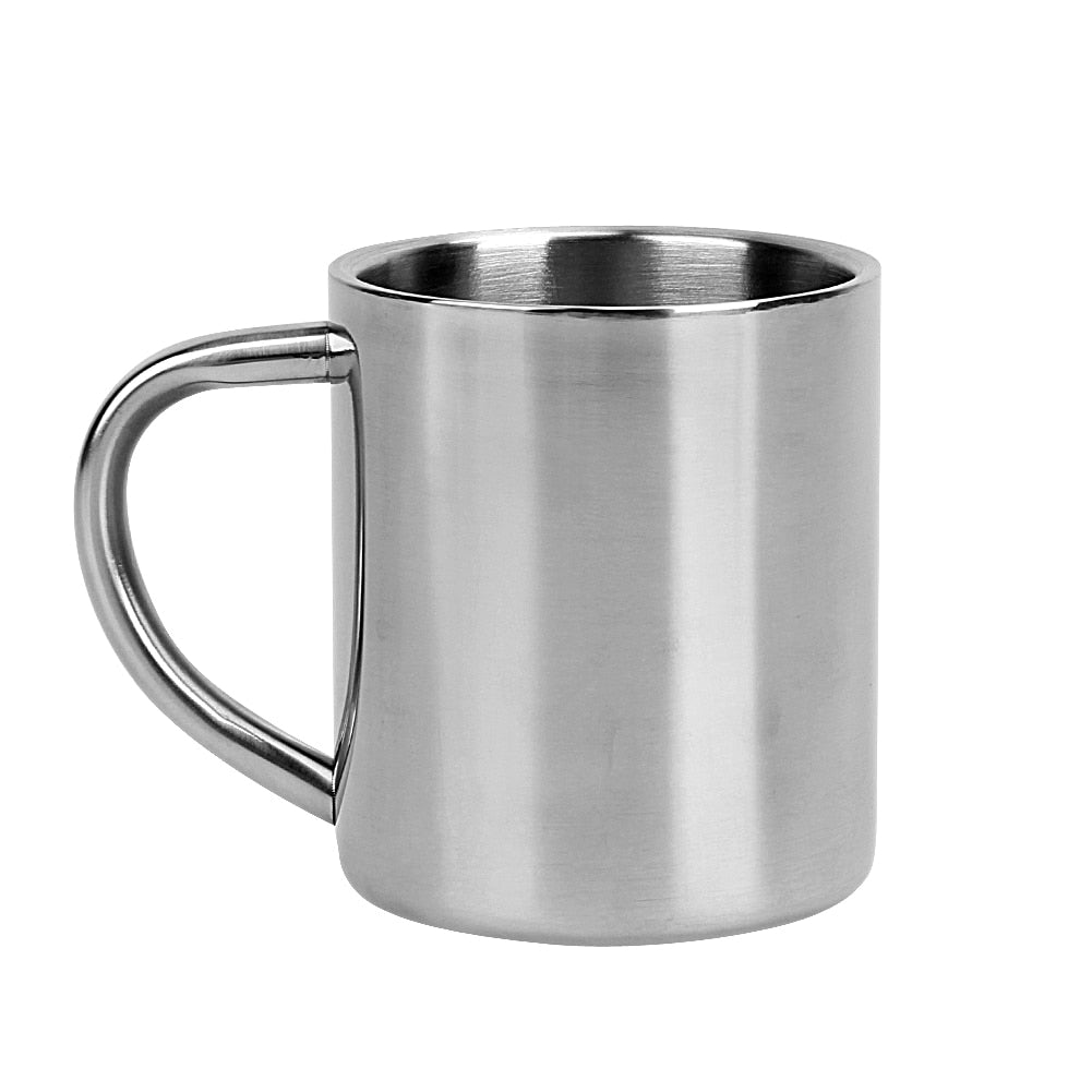 220ML Double Wall Anti Scalding Coffee Mug Insulated Portable Stainless Steel Polishing Beer Tea Juice Drinking Cup Drink Cup